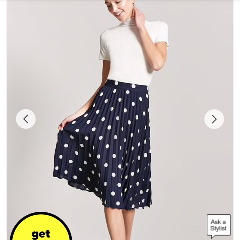 Forever 21 pleated polka dot midi skirt
